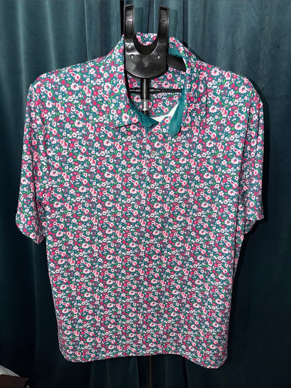 The Southern Shirt Company Floral Polo - Teal, Pink & White